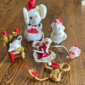 Christmas mouse collection- 6 Christmas mice decorations.